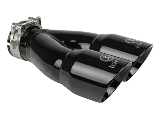aFe Takeda 2.5in 304 Stainless Steel Clamp-on Exhaust Tip 2.5in Inlet 3in Dual Outlet - Black aFe Tips
