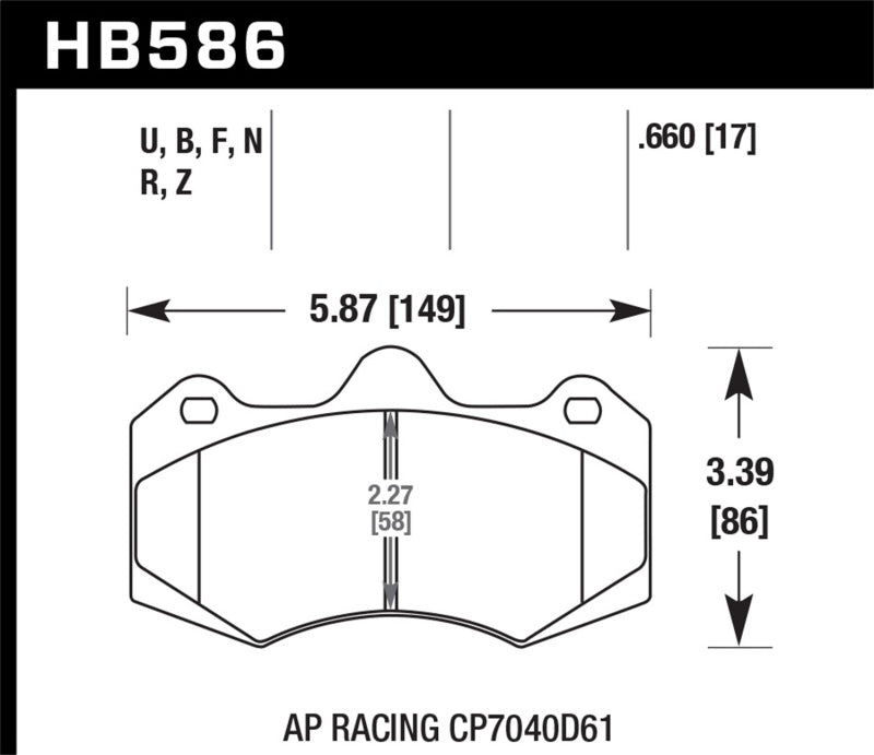 Hawk AP Racing CP7040 Performance Ceramic Street Brake Pads Hawk Performance Brake Pads - Performance
