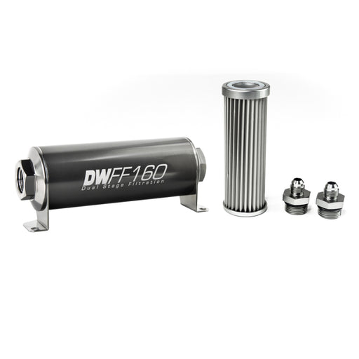 DeatschWerks Stainless Steel 6AN 5 Micron Universal Inline Fuel Filter Housing Kit (160mm) DeatschWerks Fuel Filters