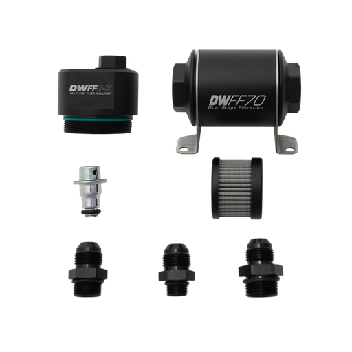 DeatschWerks DWFFR-X 70mm Billet Fuel Filter Regulator - 10 Micron with 8AN Fittings DeatschWerks Fuel Pressure Regulators