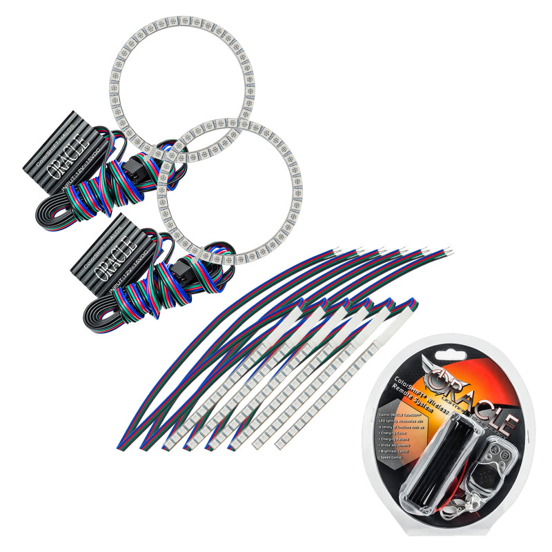 Oracle 15-17 Ford Mustang V6/GT/Shelby DRL Upgrade w/ Halo Kit - ColorSHIFT ORACLE Lighting Headlights