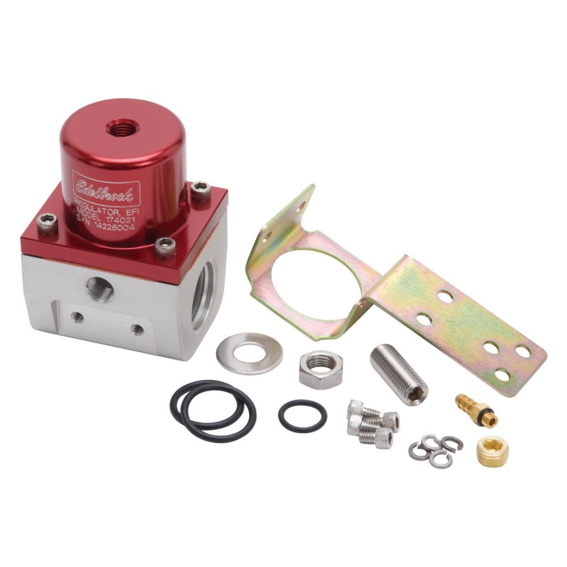 Edelbrock Fuel Pressure Regulator EFI 180 GPH 35-90 PSI -10In/Out -6 Return Red/Clear Edelbrock Fuel Pressure Regulators