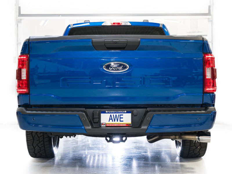 AWE 21-25 Ford F150 (14th Gen Reg Cab) Cat-Back Exhaust - 4.5in Dual Side Exit Chrome Tips