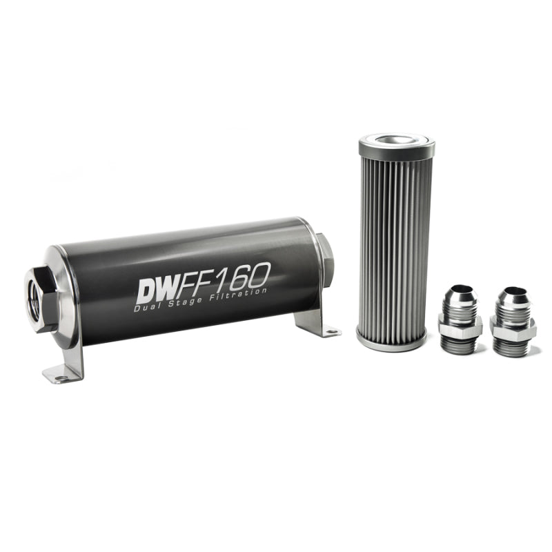 DeatschWerks Stainless Steel 10AN 10 Micron Universal Inline Fuel Filter Housing Kit (160mm) DeatschWerks Fuel Filters