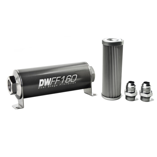 DeatschWerks Stainless Steel 10AN 10 Micron Universal Inline Fuel Filter Housing Kit (160mm) DeatschWerks Fuel Filters