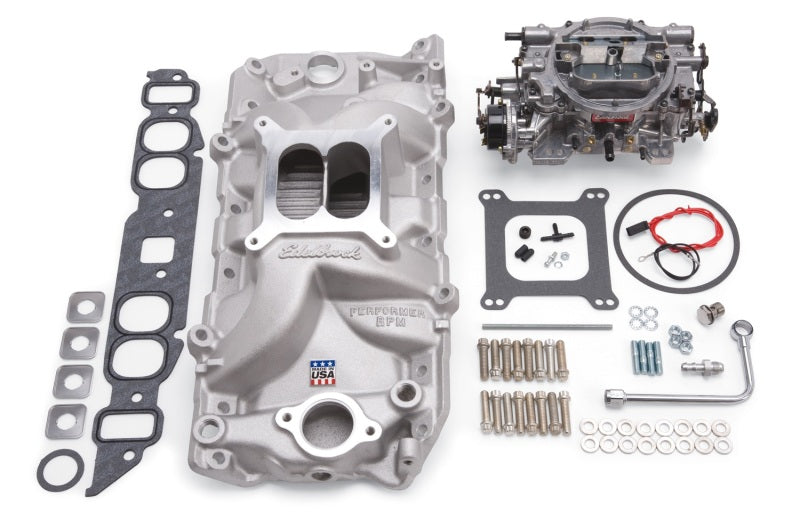 Edelbrock Manifold And Carb Kit Performer RPM Big Block Chevrolet Oval Port Natural Finish Edelbrock Intake Manifolds