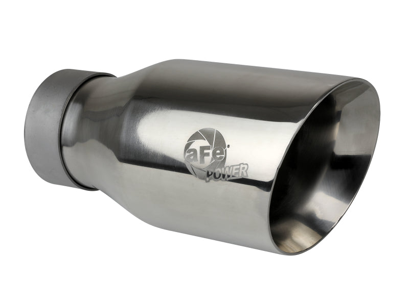 aFe MACH Force-Xp Univ 304 SS Double-Wall Clamp-On Exhaust Tip - Polished - 3in Inlet - 4.5in Outlet aFe Tips
