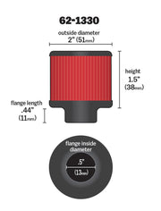 K&N Clamp On Rubber Base Crankcase Vent Filter 0.5in Flange ID 2in OD 1.5in Height K&N Engineering Air Filters - Universal Fit