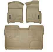 Husky Liners 09-12 Ford F-150 Super Crew Cab WeatherBeater Combo Tan Floor Liners Husky Liners Floor Mats - Rubber