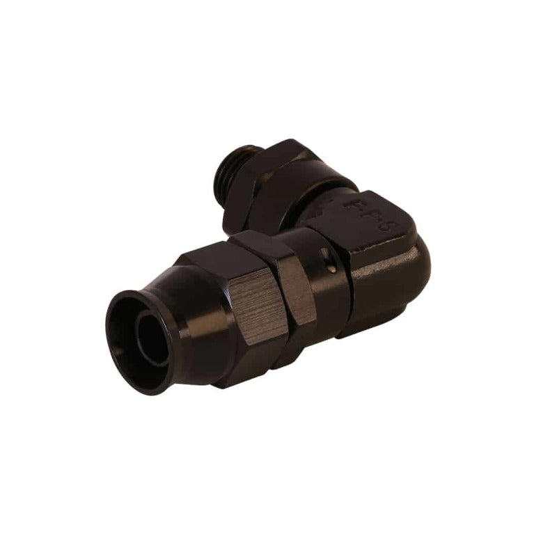Aeromotive PTFE Hose End - AN-06 to AN-08 Hose - 90 Deg - Black Anodized Aeromotive Fittings