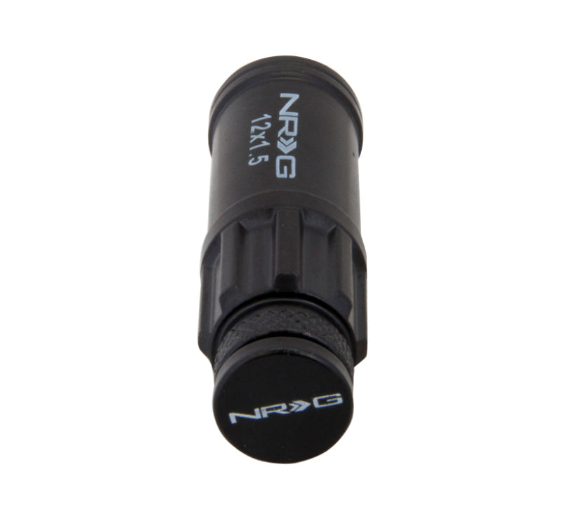 NRG 700 Series M12 X 1.5 Steel Lug Nut w/Dust Cap Cover Set 21 Pc w/Locks & Lock Socket - Black NRG Lug Nuts