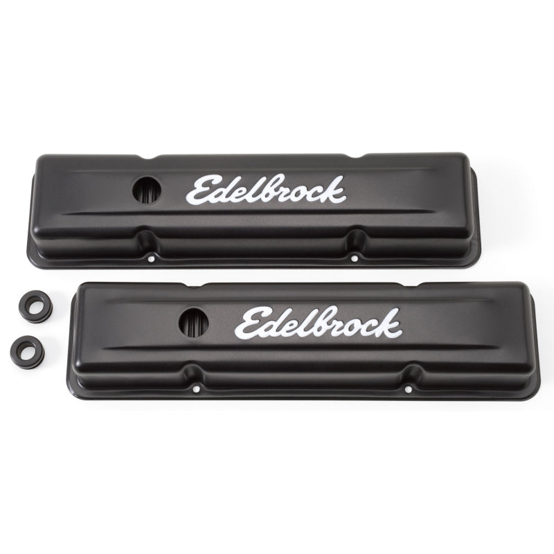 Edelbrock Valve Cover Signature Series Chevrolet 1959-1986 262-400 CI V8 Low Black Edelbrock Valve Covers