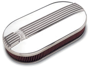 Edelbrock Air Cleaner Classic Series Oval Aluminum Top Dual Carburetor Polished Edelbrock Air Filters - Universal Fit