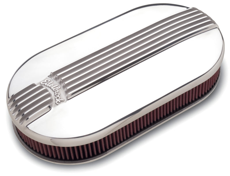 Edelbrock Air Cleaner Classic Series Oval Aluminum Top Dual Carburetor Polished Edelbrock Air Filters - Universal Fit