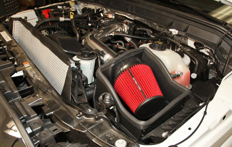 Spectre 11-14 Ford F250/350 V8-6.2L F/I Air Intake Kit - Polished w/Red Filter Spectre Cold Air Intakes