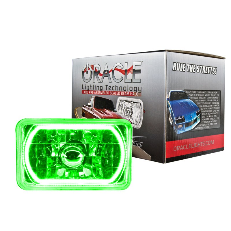 Oracle Pre-Installed Lights 4x6 IN. Sealed Beam - Green Halo ORACLE Lighting Headlights