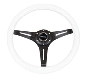 NRG Classic Wood Grain Steering Wheel (350mm) White Paint Grip w/Black 3-Spoke Center NRG Steering Wheels