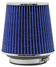 K&N Universal Air Filter Chrome Round Tapered Blue - 4in Flange ID x 1.125in Flange Length x 5.5in H K&N Engineering Air Filters - Universal Fit