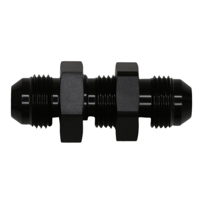 DeatschWerks 8AN Male Flare to 8AN Male Flare Bulkhead Adapter (Incl Nut) - Anodized Matte Black DeatschWerks Fittings