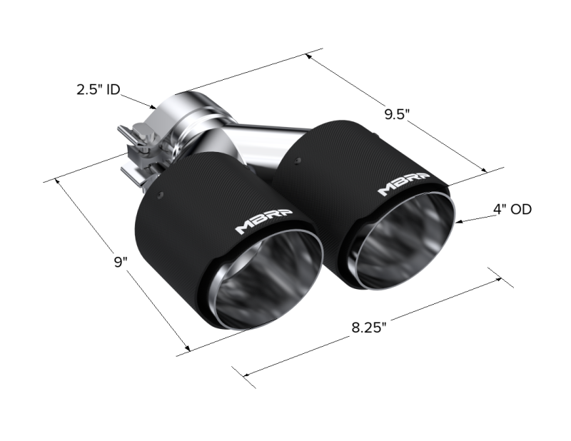 MBRP Universal Carbon Fiber Dual Tip 4in OD/2.5in Inlet MBRP Tips