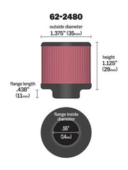 K&N Rubber Base Crankcase Vent Filter - 0.55in Flange ID 1.375in OD 1.125in Height K&N Engineering Air Filters - Universal Fit