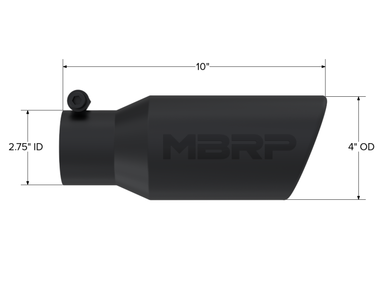 MBRP Universal Angled Rolled End Tip 4in OD / 2-3/4in Inlet / 10in Length - Black MBRP Tips