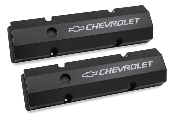 Holley GM Licensed Valve Cover - Track Series - SBC - Fabricated Aluminum - Perimeter Bolt - Black 241-288 HOLLEY Autoparts