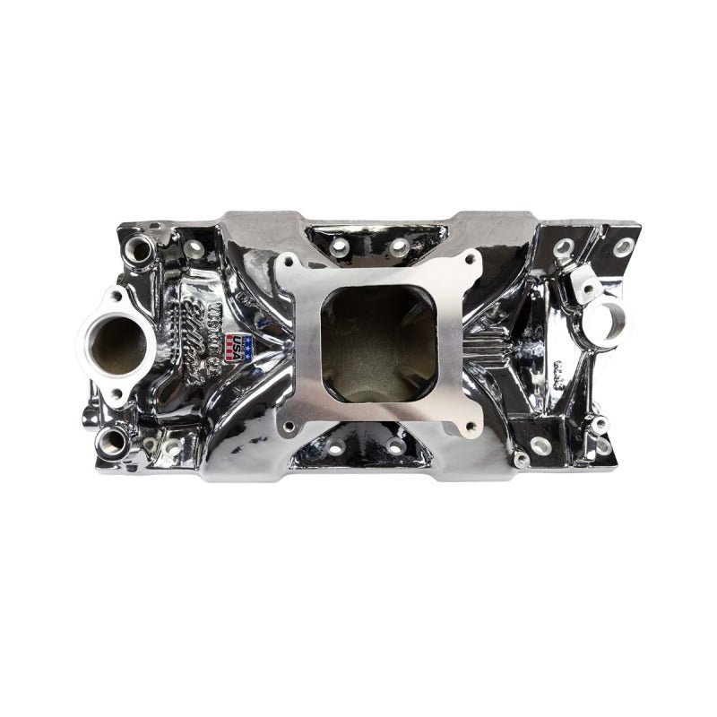 Edelbrock Chevy SB Victor Jr. 23 Degree Intake Manifold - Chrome Plasma Finish Edelbrock Intake Manifolds