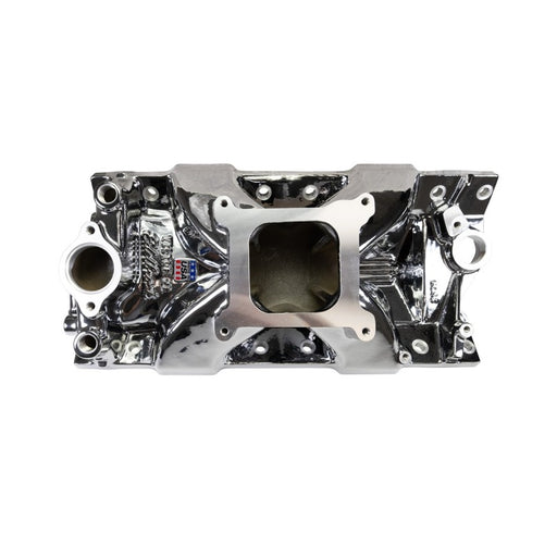 Edelbrock Chevy SB Victor Jr. 23 Degree Intake Manifold - Chrome Plasma Finish Edelbrock Intake Manifolds