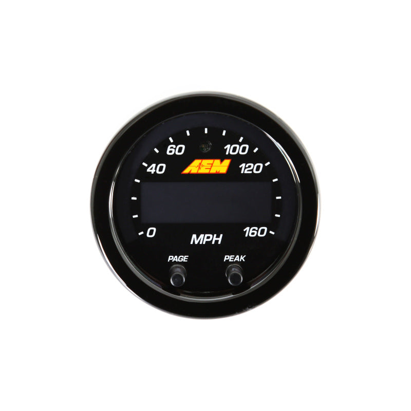 AEM X-Series 0-160 MPH Black Bezel w/ Black Face GPS Speedometer Gauge AEM Gauges