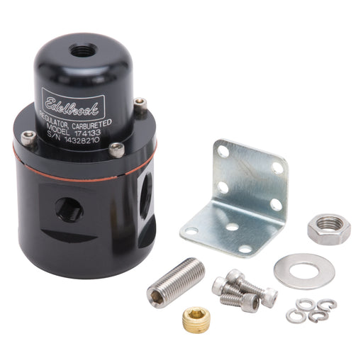 Edelbrock Fuel Pressure Regulator Carbureted 160 GPH 5-10 PSI 3/8In In/Out 3/8In Return Black Edelbrock Fuel Pressure Regulators