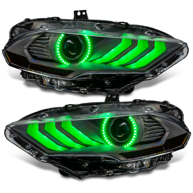 Oracle Lighting 18-23 Ford Mustang Dynamic ColorSHIFT LED Headlights - Black Series ORACLE Lighting Headlights