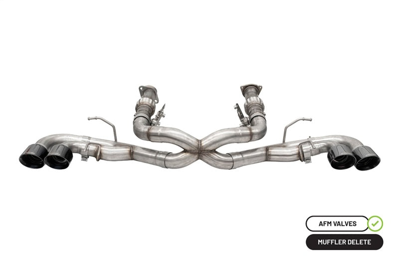 Corsa 20-25 Corvette C8 3in Xtreme Cat-Back Exhaust 4.5in Blk Quad Tips - Integrates stock AFM Valve CORSA Performance Catback