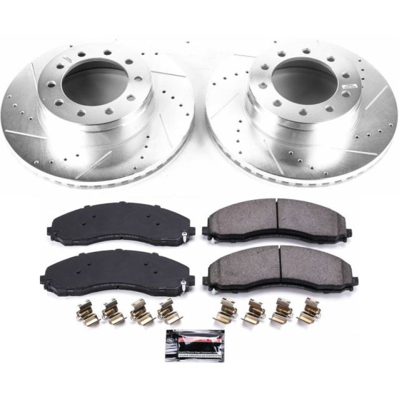 Power Stop 17-22 Ford F-450 Super Duty Front Z36 Truck & Tow Brake Kit PowerStop Brake Rotors - Slot & Drilled