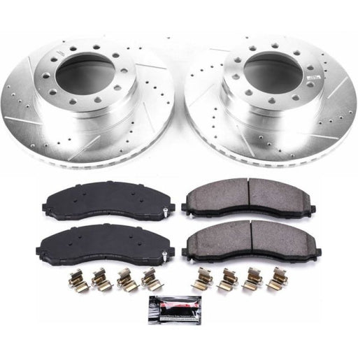 Power Stop 17-22 Ford F-450 Super Duty Front Z36 Truck & Tow Brake Kit PowerStop Brake Rotors - Slot & Drilled