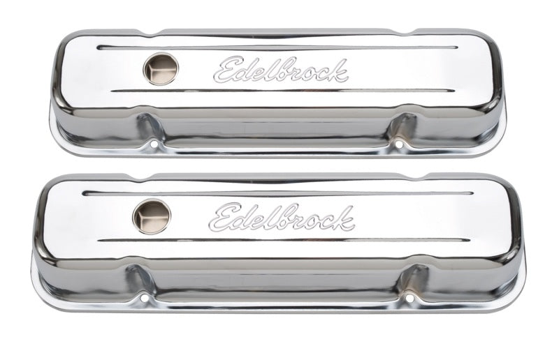Edelbrock Valve Cover Signature Series Pontiac 1962-1979 301-455 CI V8 Tall Chrome Edelbrock Valve Covers