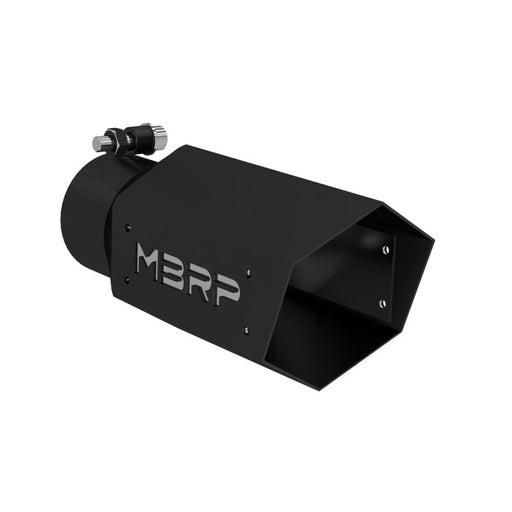 MBRP Universal 4in Hex Tip 3in Inlet 10in Length w/ Logo - Black Coated MBRP Tips