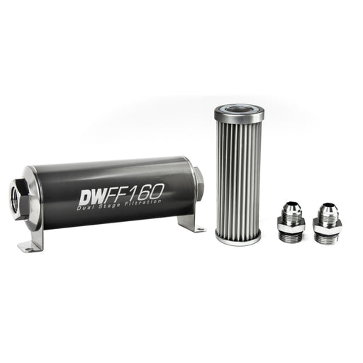 DeatschWerks Stainless Steel 8AN 5 Micron Universal Inline Fuel Filter Housing Kit (160mm) DeatschWerks Fuel Filters