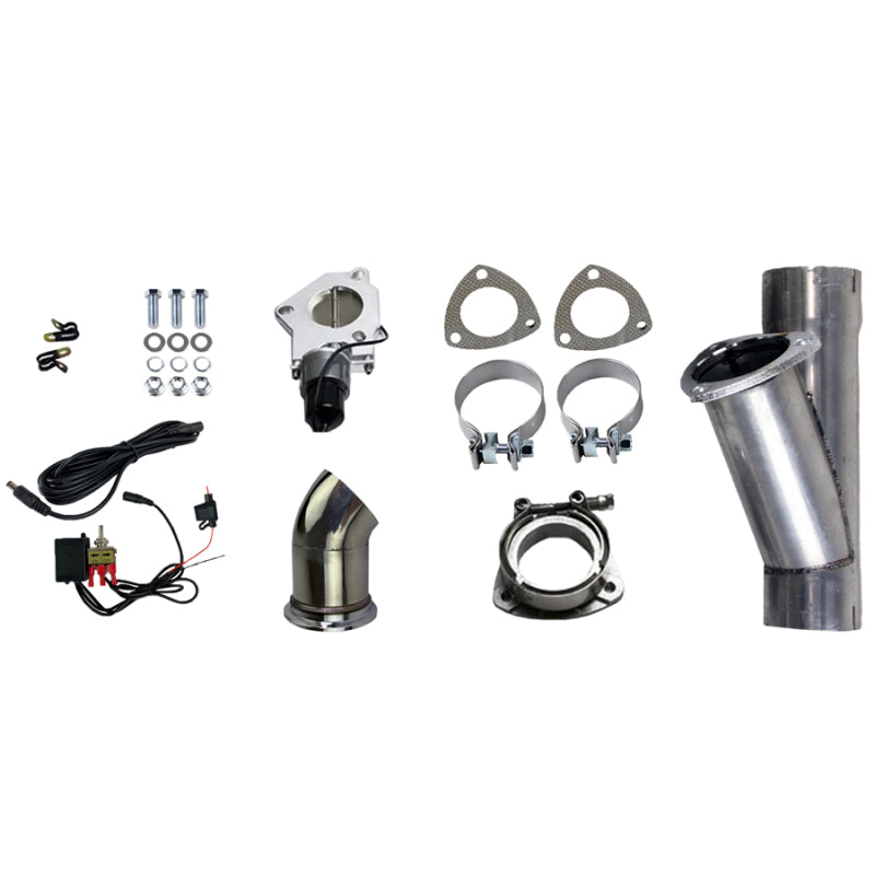 Granatelli 3.0in Aluminized Mild Steel Electronic Exhaust Cutout w/Slip Fit & Band Clamps Granatelli Motor Sports Exhaust Cutouts
