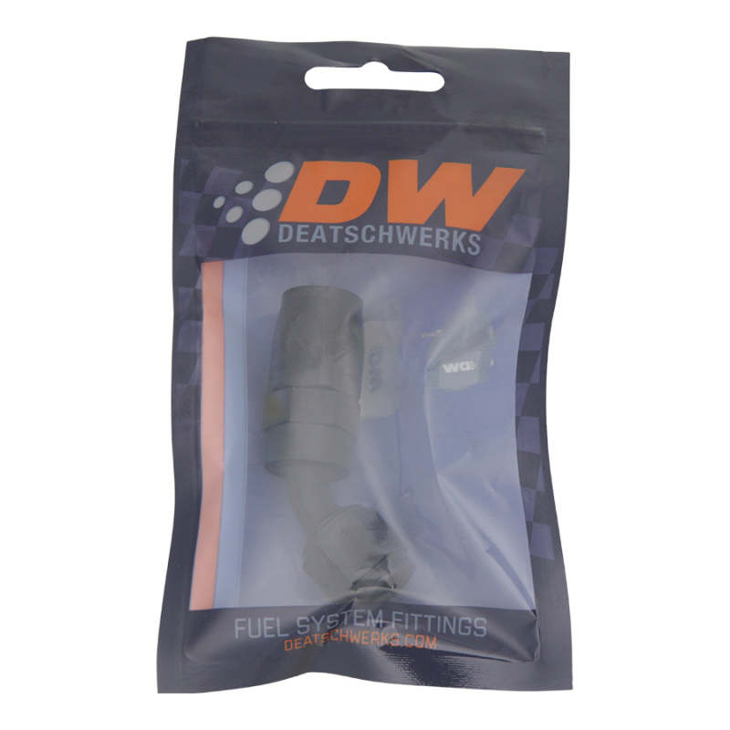 DeatschWerks 6AN Female Swivel 45-Degree Hose End CPE - Anodized Matte Black DeatschWerks Fittings