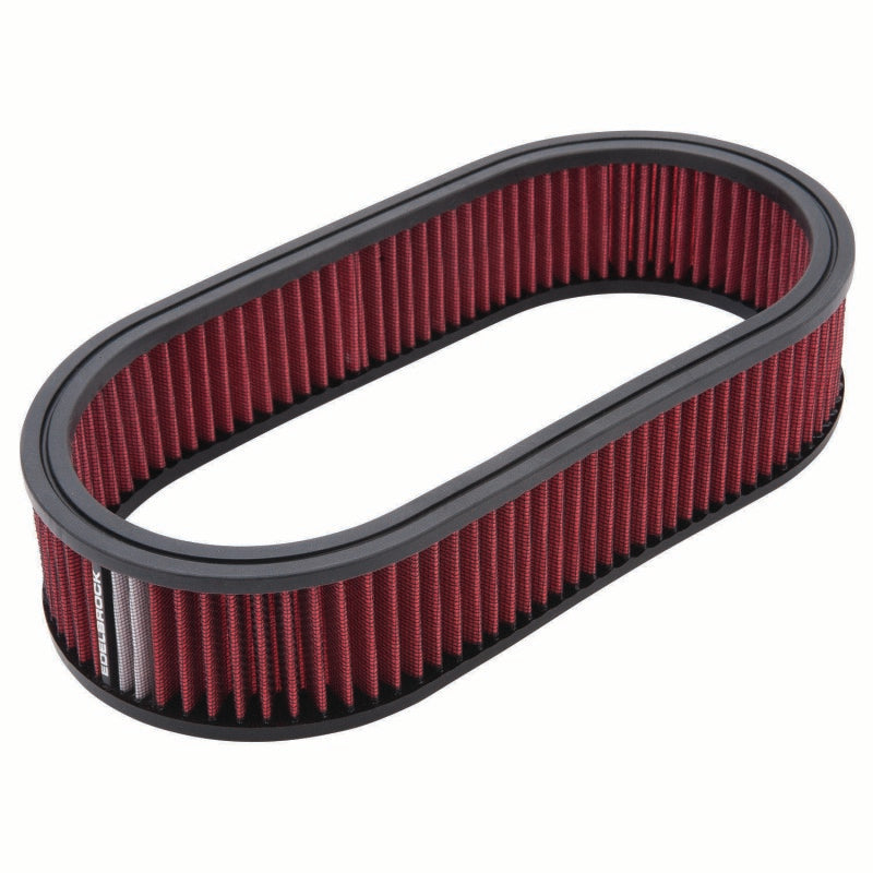 Edelbrock Air Cleaner Element Oval 2 5In Tall Red w/ White Strip Edelbrock Air Filters - Universal Fit