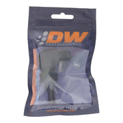 DeatschWerks 6AN Male Flare to 5/16in Male Barb Bulkhead Adapter 90-Degree - Anodized Matte Black DeatschWerks Fittings