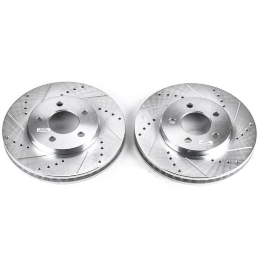 Power Stop 05-10 Ford Mustang Front Evolution Drilled & Slotted Rotors - Pair PowerStop Brake Rotors - Slot & Drilled