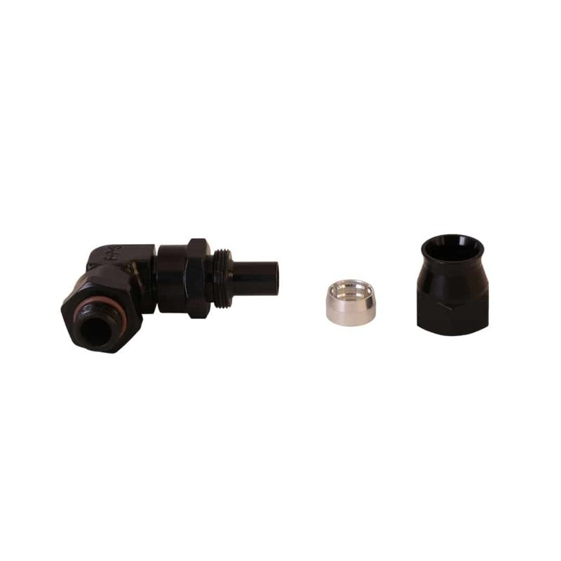 Aeromotive PTFE Hose End - AN-06 to AN-08 Hose - 90 Deg - Black Anodized Aeromotive Fittings