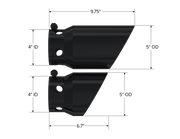 MBRP 2008+ Ford F250/350/450 6.4 L 4 inlet 5 Tip Cover Set - 6.75in and 9.75in Length - Black MBRP Tips