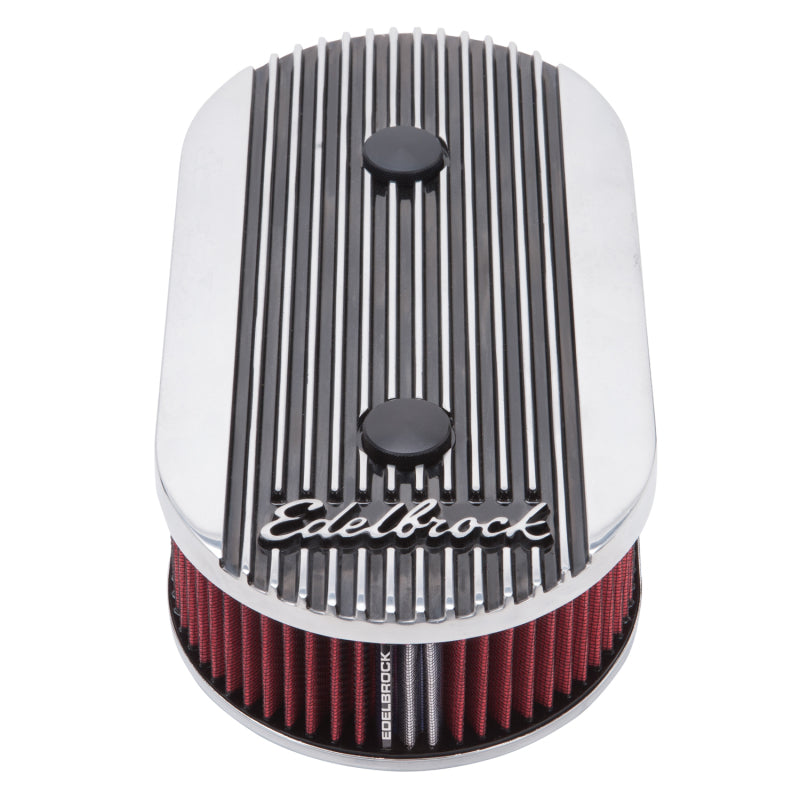 Edelbrock Air Cleaner Elite II Oval Dual-Quad Carbs 2 5In Red Element Polished Edelbrock Air Filters - Universal Fit