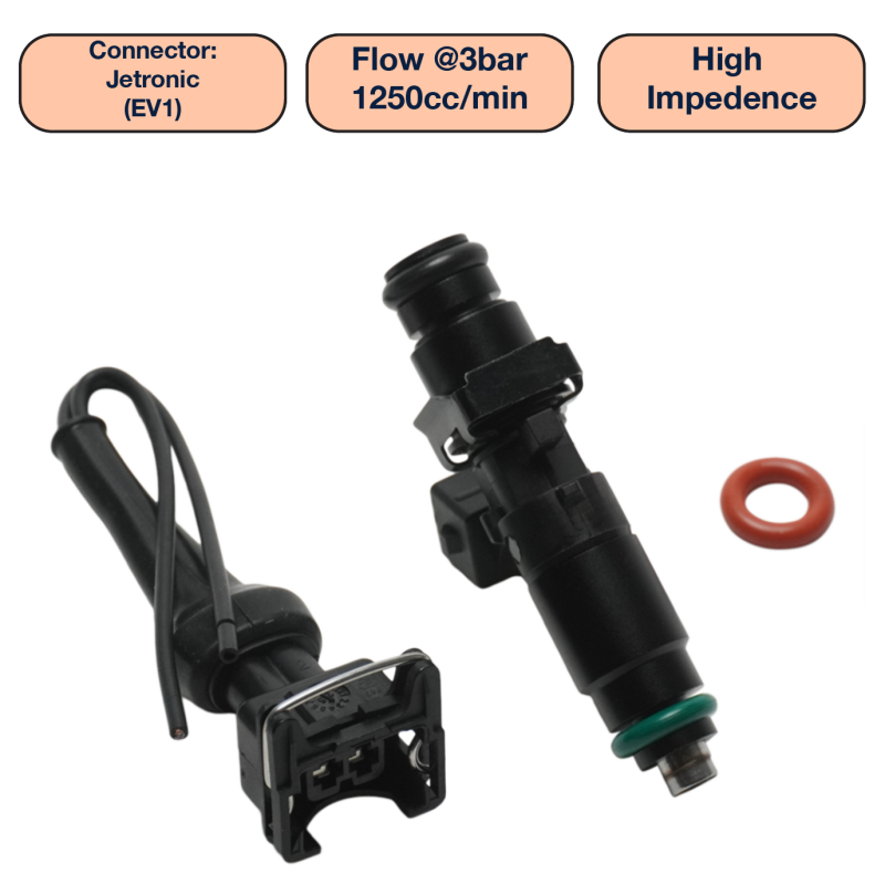 DeatschWerks Universal 1250cc Single Fuel Injector / 60mm Length / 14mm O-Ring Seals DeatschWerks Fuel Injectors - Single