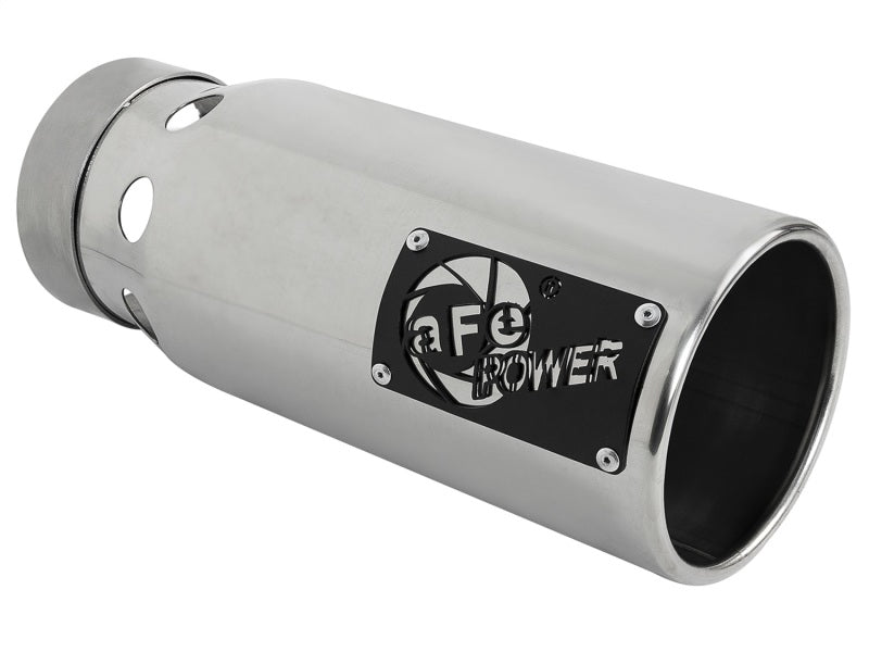 aFe SATURN 4S 4in SS Intercooled Exhaust Tip - Polished 4in In x 5in Out x 12in L Bolt-On aFe Tips
