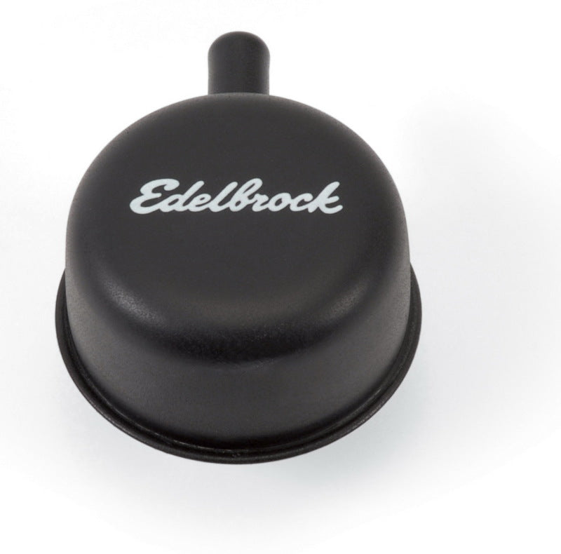 Edelbrock Round Cap w/ Nipple Black Edelbrock Valve Covers