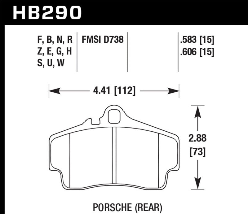 Hawk 97-99 Porsche Boxster 2.5L Base 4 Piston Caliper Rear ER-1 Brake Pads Hawk Performance Brake Pads - Racing